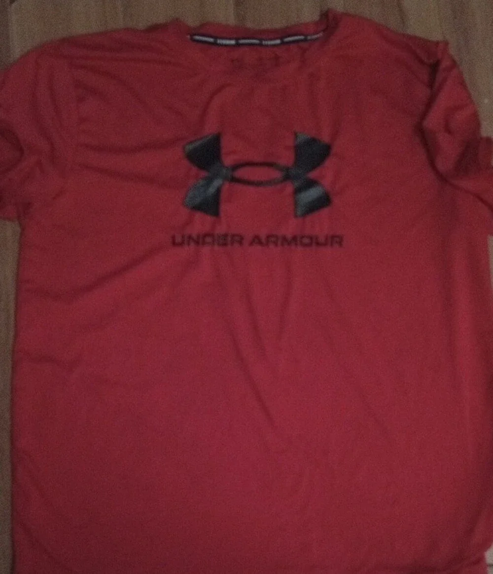 Under Armour Boys Red Swim Rash Guard with Black Trim